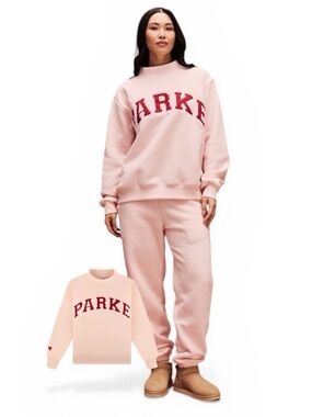 NEW, Parke Valentine’s Varsity Mockneck in Peony + Crimson